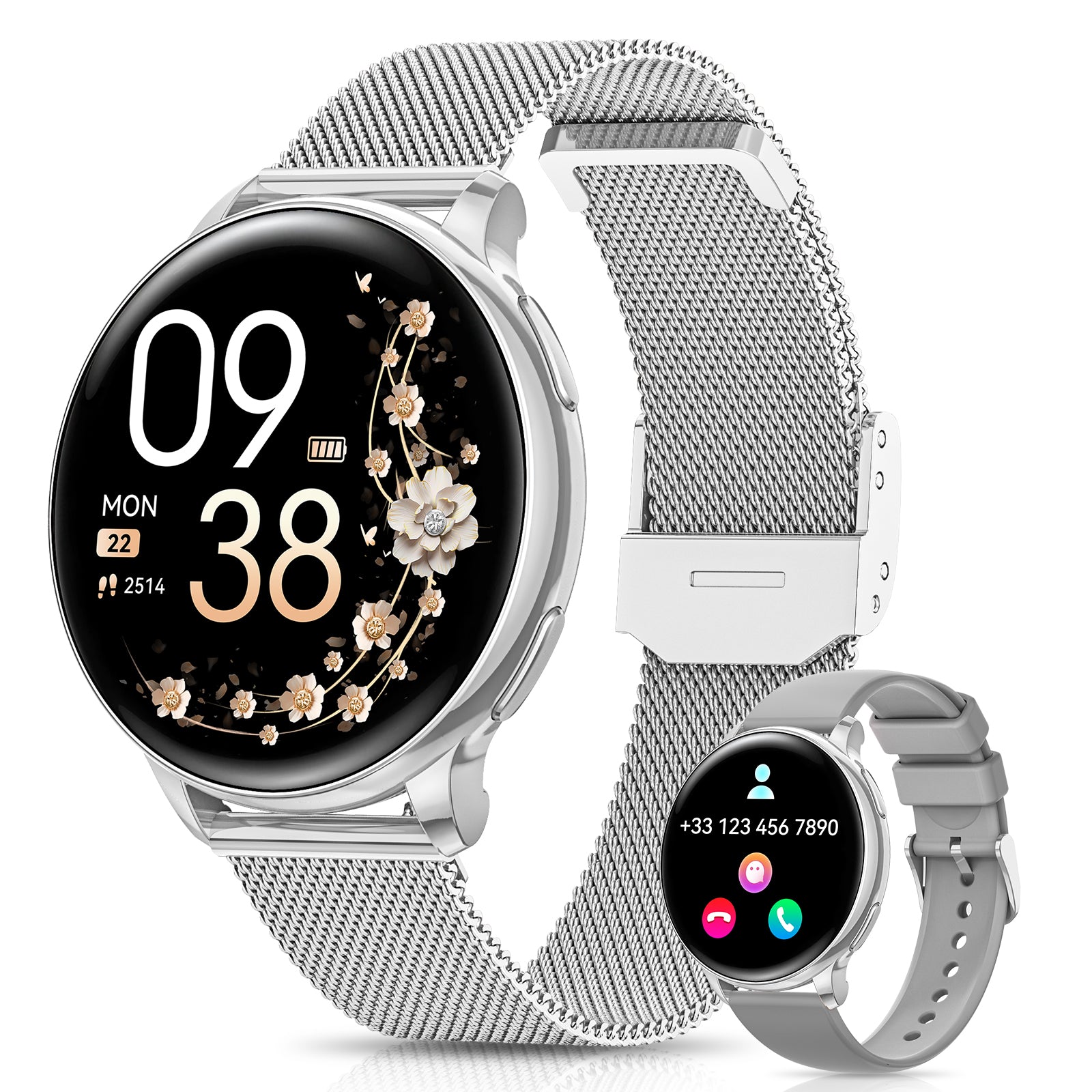 G58 Women's Smartwatch, 1.27" HD Fitness Watch with Phone Function, Menstrual Cycle Tracking, 120+ Sports Modes, 24H Heart Rate Monitor, 24H SpO2 Monitor, Sleep Monitor, Calories, Fitness Tracker, IP68, iOS/Android Compatible, Rose Gold