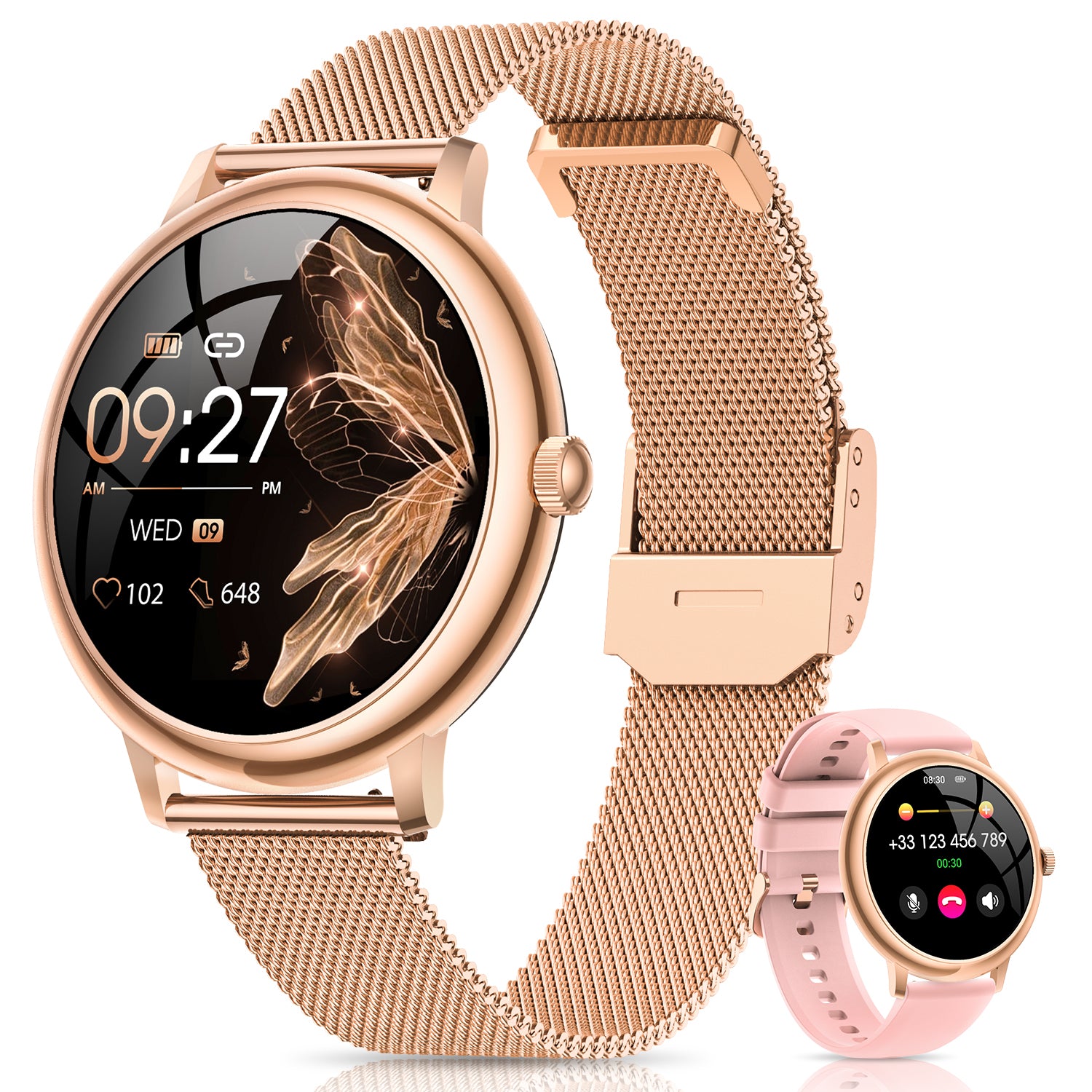 AK98 Women's Smartwatch, Elegant Round